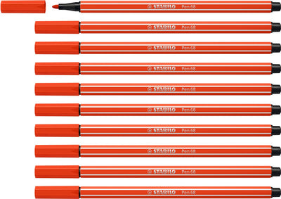 Stabilo pen 68 - feutre premium - rouge clair - boîte de 10 pièces