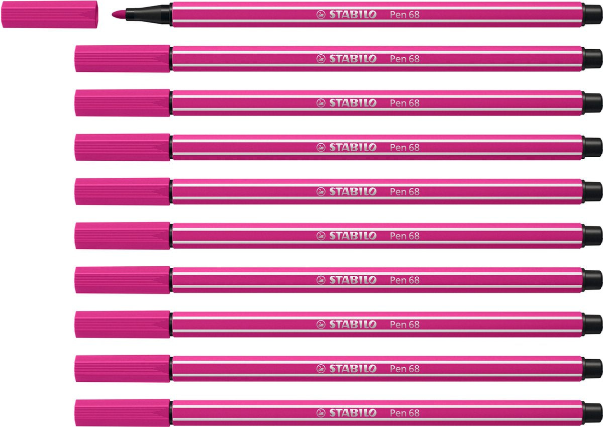 Stabilo pen 68 - feutre premium - rose rouge - boîte de 10 pièces