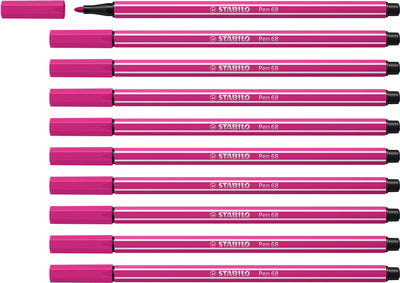 Stabilo pen 68 - feutre premium - rose rouge - boîte de 10 pièces