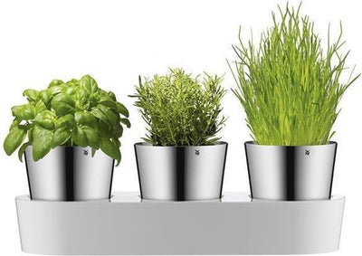 Jardin d'herbes gastronomiques WMF - pot d'herbes aromatiques - 3 pièces - acier inoxydable - design moderne