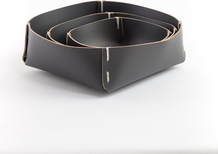 Vacavaliente - boîte de rangement ruca s lot de 3 pièces - cuir recyclé - gris