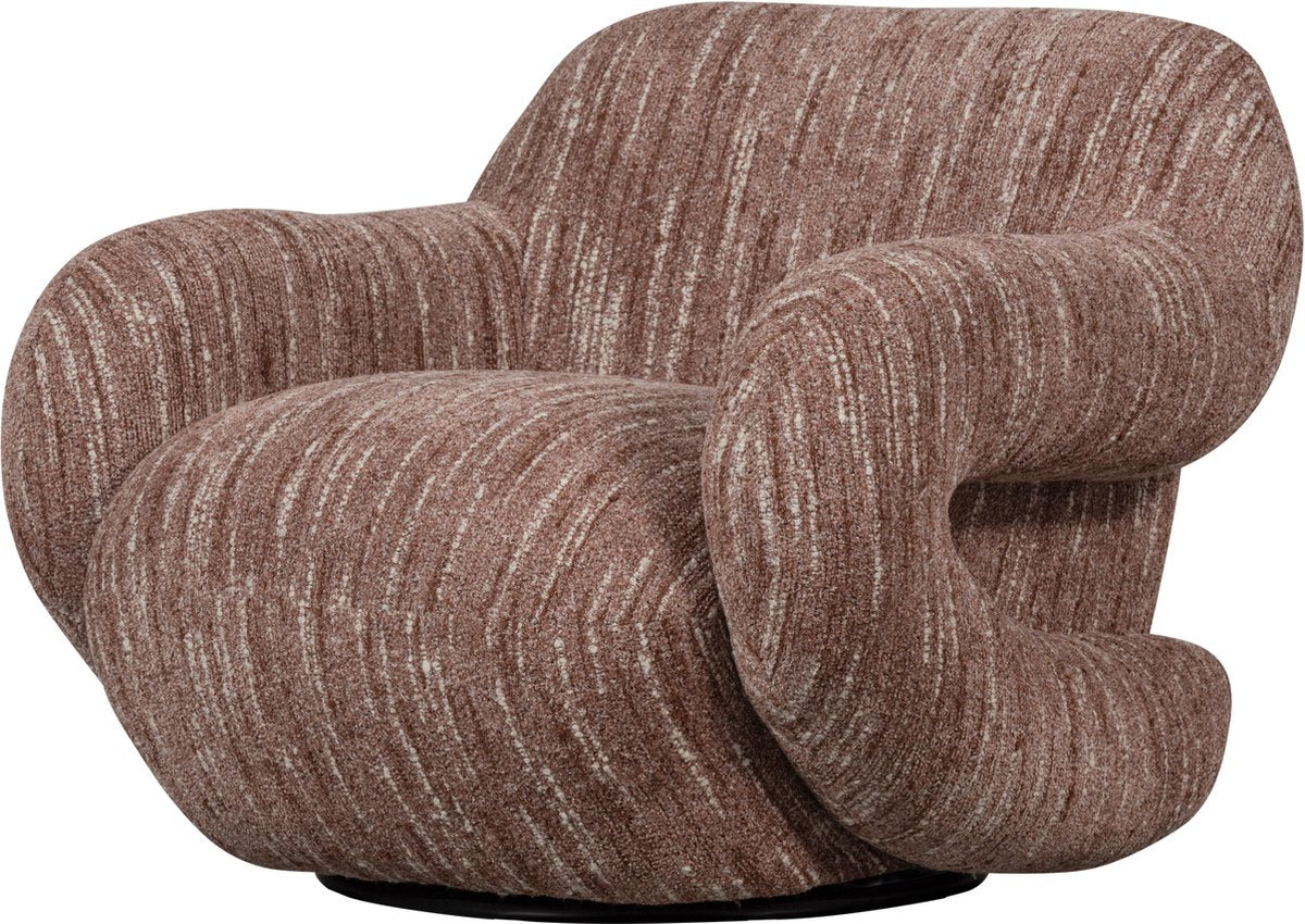 Fauteuil folke Woood - chenille - vieux rose mélangé - 70x88x88