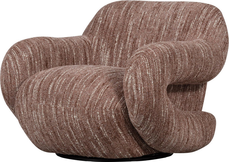 Fauteuil folke Woood - chenille - vieux rose mélangé - 70x88x88