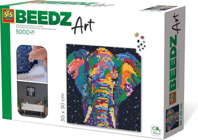 Ses creative - beedz art - fantaisie éléphant - 5000 perles thermocollantes avec plaques de base et feuilles thermocollantes - à partir de 12 ans