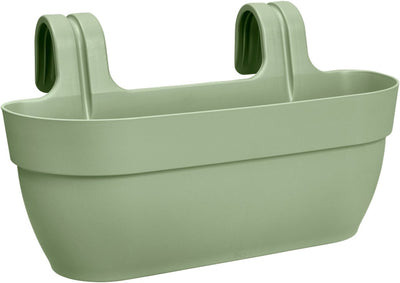 Elho vibia campana easy hanger l 46 - boîte de balcon avec crochets de suspension - 100% plastique recyclé - ø 46,0 x h 26,5 cm - vert pistache