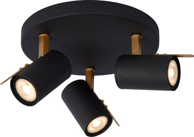 Lucide grony - spot de plafond (plafonnier) - led dim to warm - gu10 - 3x5w 2200k 3000k - noir