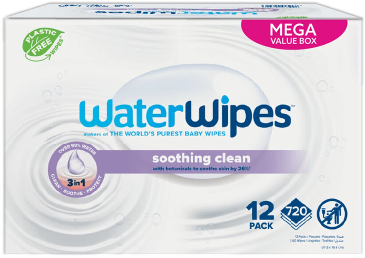 Waterwipes lingettes propres et apaisantes pour bébé - 12 x 60 pièces = 720 lingettes