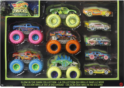 Ensemble de paquets Hot Wheels Monster Trucks Gitd, 10 pièces.