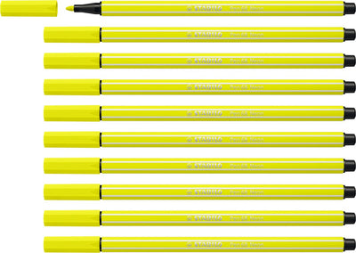 Stabilo pen 68 - feutre premium - jaune fluo - boîte de 10 pièces