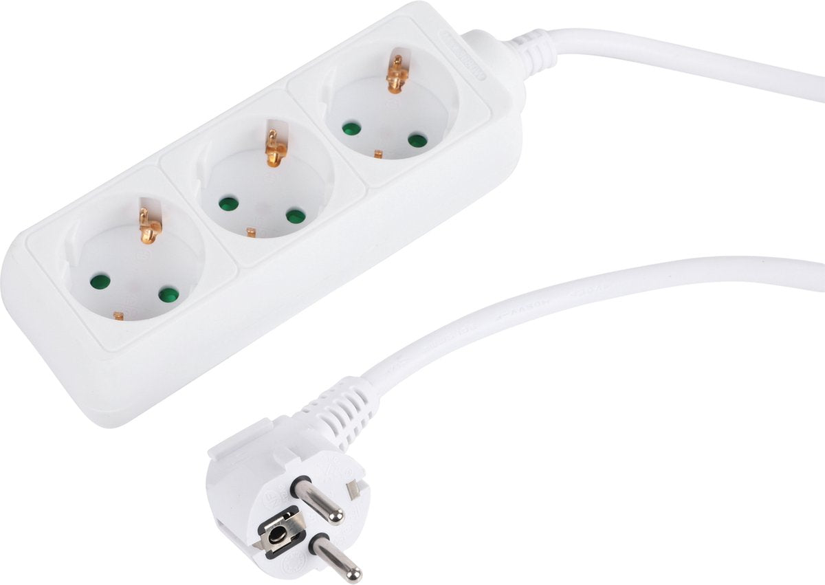 Prise Q-link - 3 voies - mise à la terre - 3 x 1,5 mmâ² - 3 m - blanc