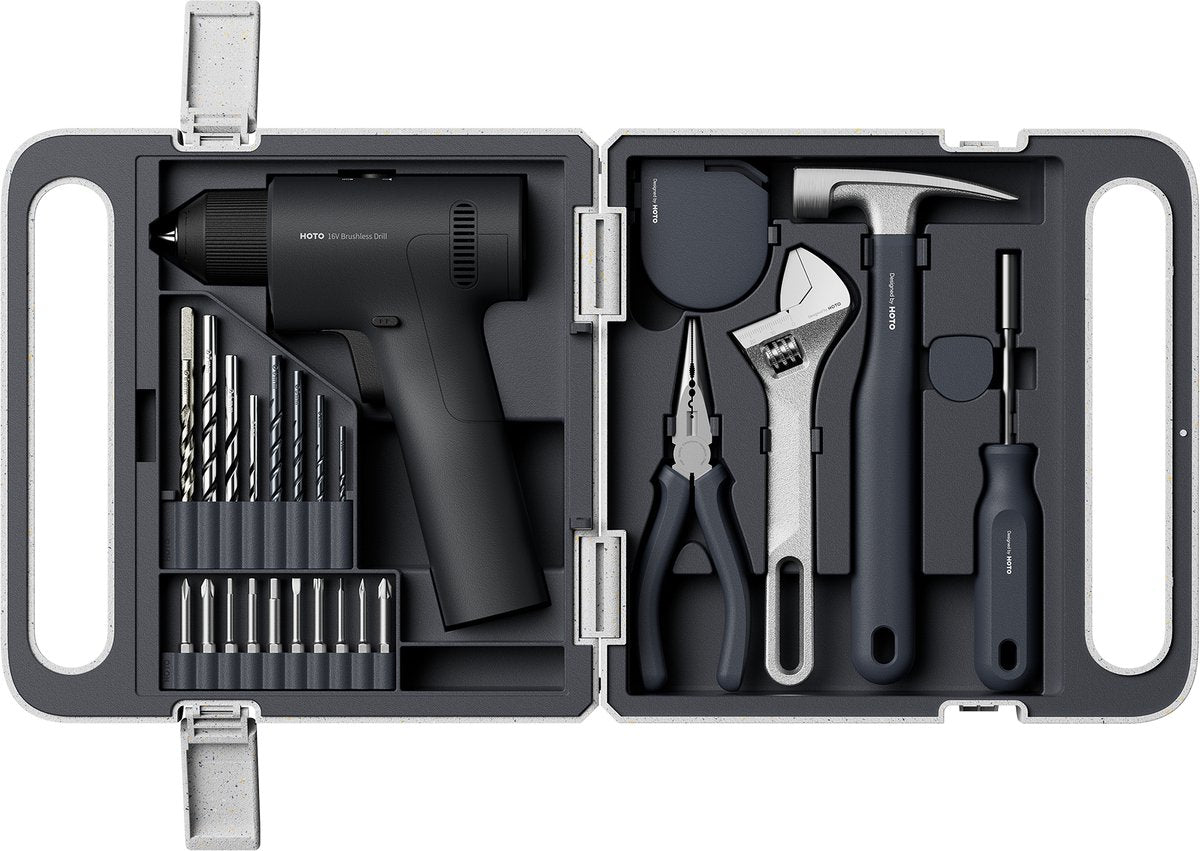 Kit d'outils de perceuse sans fil Hoto 16 V sans balais – ensemble d'outils de perceuse sans fil sans balais – ensemble d'outils complet – 50 nm – 2 vitesses – rechargeable par USB-C – avec embouts d'outils à main