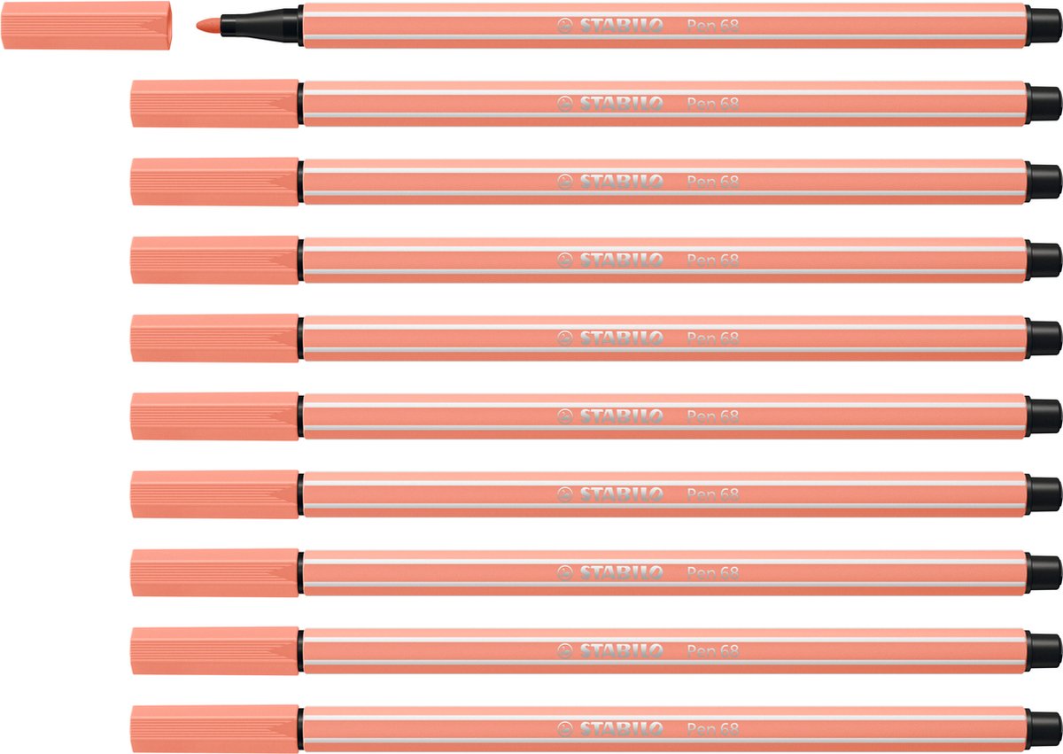 Stabilo pen 68 - feutre premium - abricot - boîte de 10 pièces