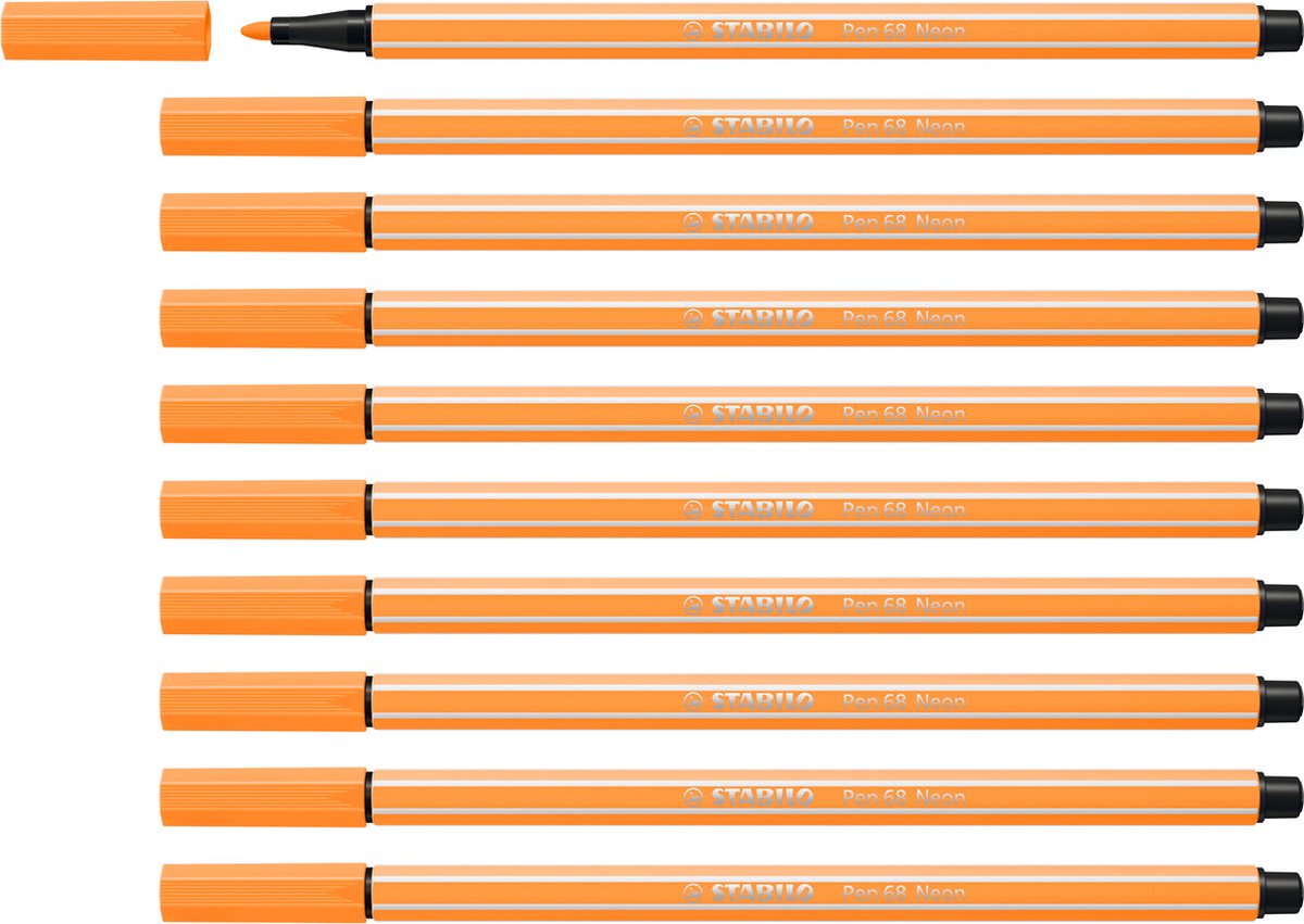 Stabilo pen 68 - feutre premium - orange fluo - boîte de 10 pièces