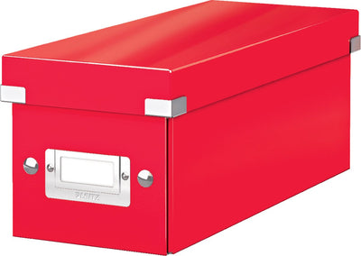 Leitz wow click store boîte de rangement avec couvercle pour CD - boîte de tri en carton pour objets - 84 % de carton recyclé - 14,3 x 35,2 cm (lxp) - rouge