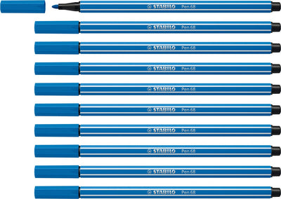 Stabilo pen 68 - feutre premium - bleu outremer - boîte de 10 pièces