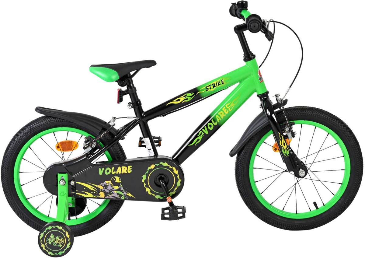 Vélo pour enfants Volare Strike - garçons - 16 pouces - noir vert - deux freins à main