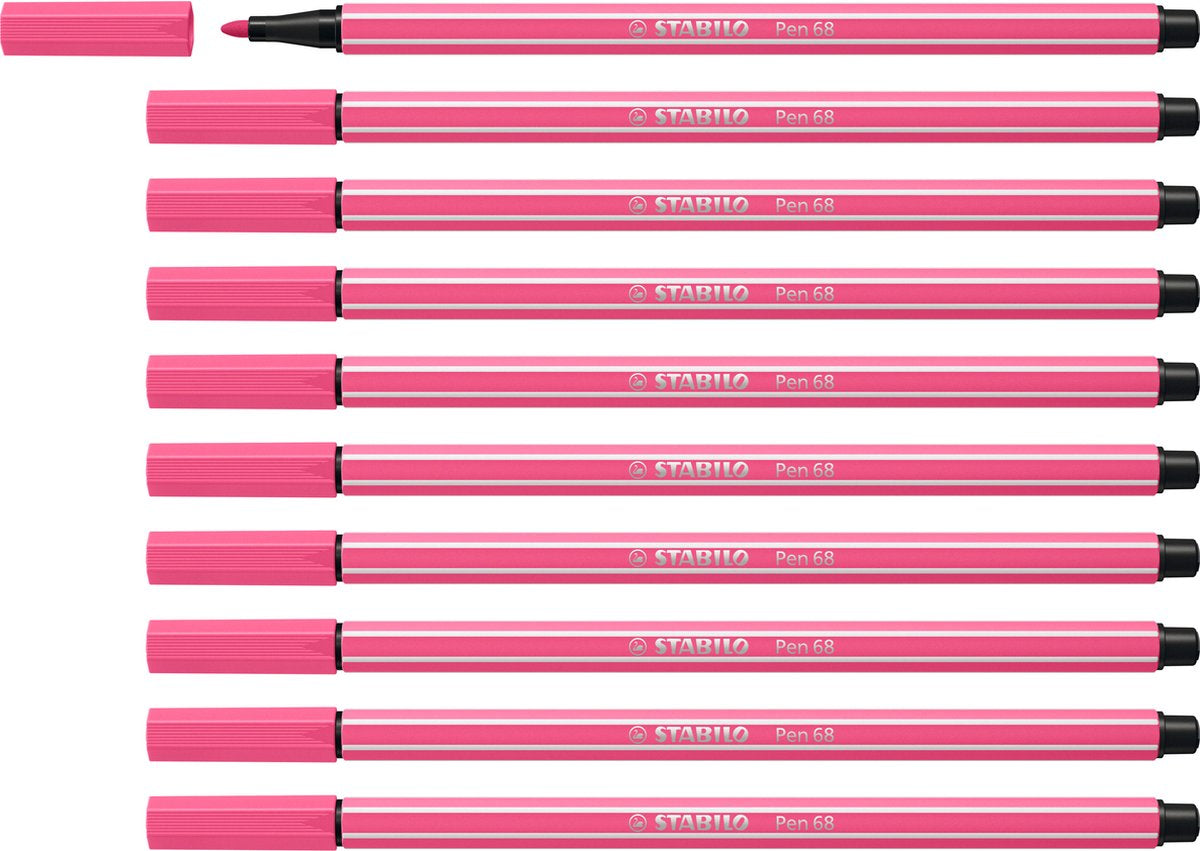 Stabilo pen 68 - feutre premium - rose - boîte de 10 pièces