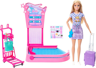 Poupée de voyage Barbie 'Malibu' - coffret de jeu avec ceinture à bagages et accessoires