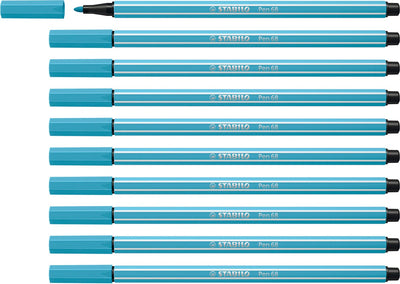 Stabilo pen 68 - feutre premium - bleu azur - boîte de 10 pièces