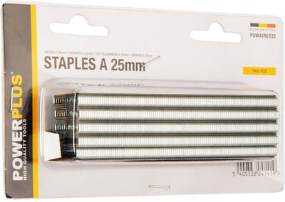 Agrafes Powerplus powair0332 - pour agrafeuse-agrafeuse - type a - 25mm - 1000 pièces