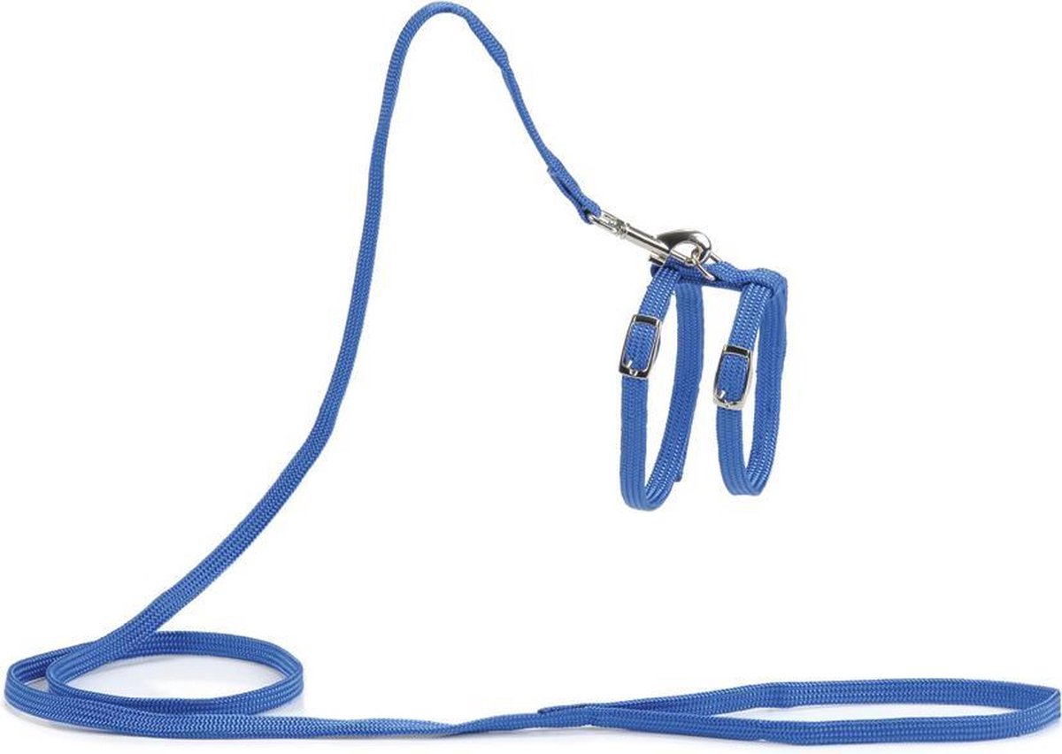 Beeztees - harnais pour chat - nylon - bleu - 130 cm x 10 mm