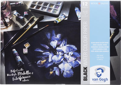 Bloc noir Van Gogh avec papier pour aquarelle 12 feuilles 360 g format 29,7 x 21 cm (a4) - fsc mix