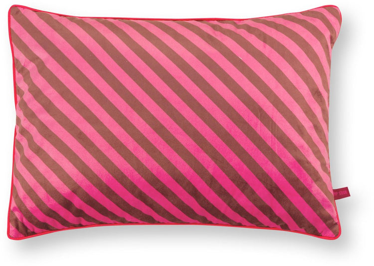 Pip studio coussin décoratif block stripes - coussin pour le salon - rose - 35x50cm