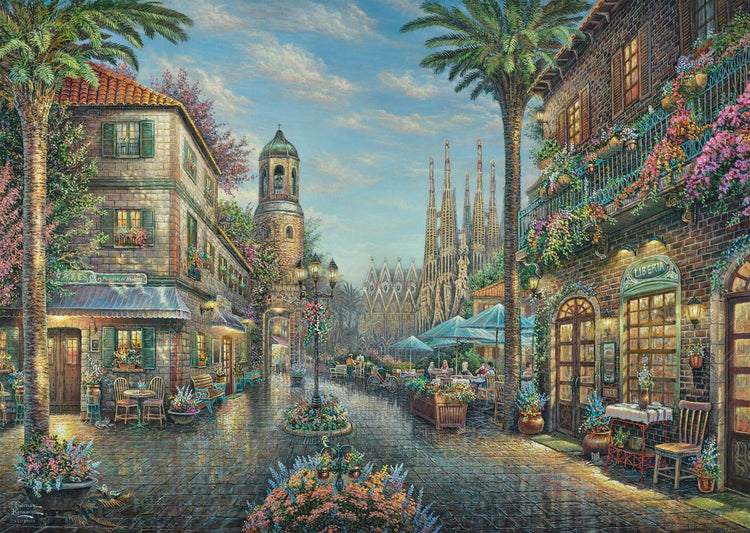 Schmidt - puzzle - Café de rue espagnol - Thomas Kinkade Studios - 1000 pièces - adultes - à partir de 12 ans
