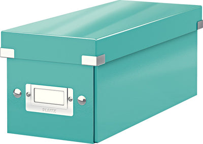 Leitz wow click store boîte de rangement avec couvercle pour CD - boîte de tri en carton pour articles - 84 % de carton recyclé - 14,3 x 35,2 cm (lxp) - idéale pour le bureau à domicile - bleu glacier