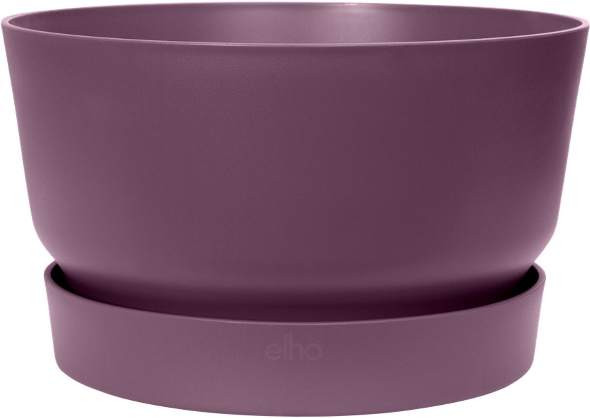 Elho greenville bowl 33 - bol à plantes avec réservoir d'eau - 100% plastique recyclé - ø 32,5 x h 19,4 cm - prune vintage