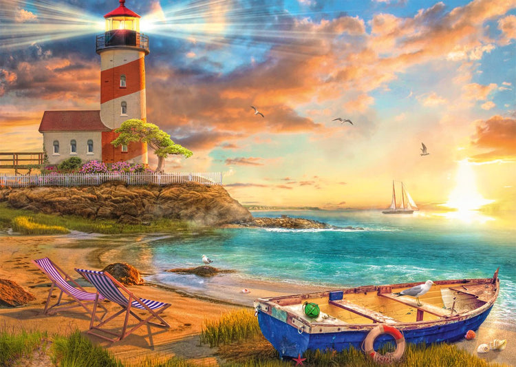 Schmidt - puzzle - coucher de soleil dans la baie du phare - 1000 pièces - adultes - à partir de 12 ans