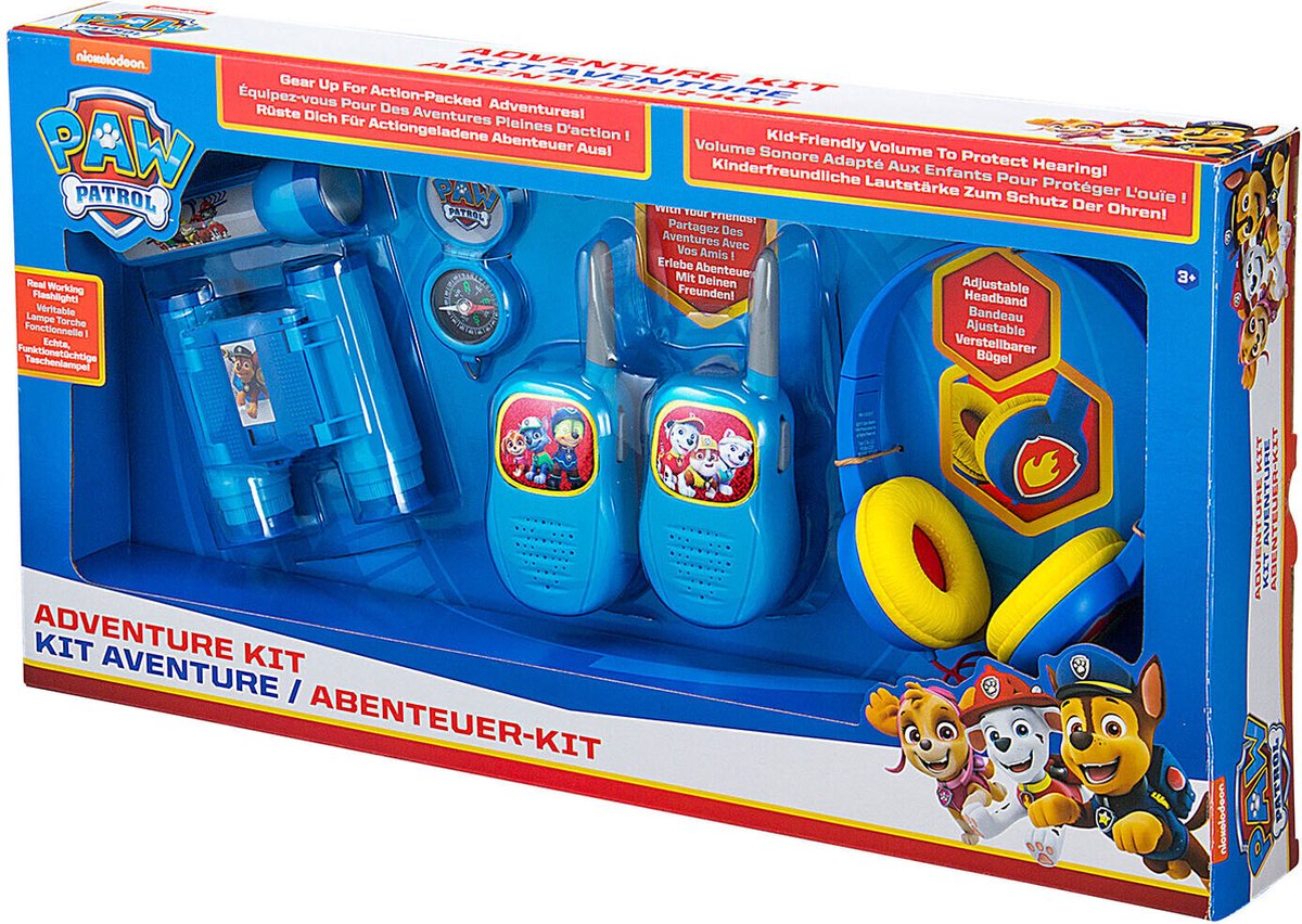 Ensemble d'aventure Ekids Paw Patrol - ensemble d'espionnage - talkies-walkies - boussole - jumelles - écouteurs - lampe de poche