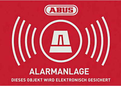 Abus au1423 autocollant d'avertissement langue du système d'alarme allemand (L x H) 74 mm x 52,5 mm