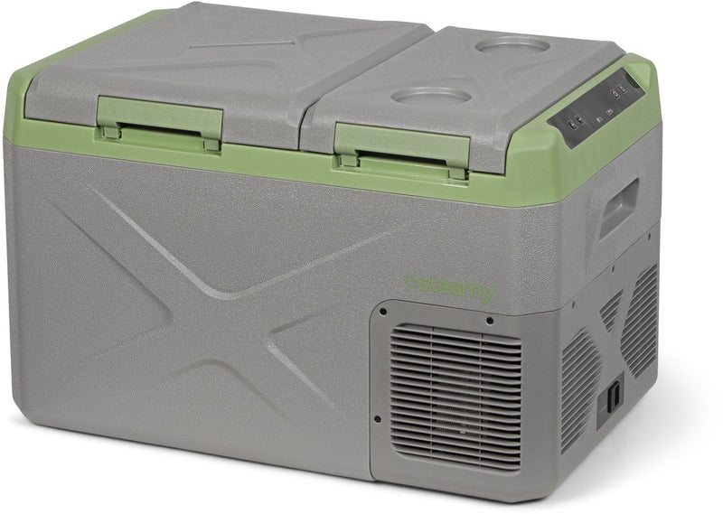 Glacière électrique à compresseur Steamy-e - double compartiment - refroidissement et congélation simultanés - 24 litres - 12v et 230v - pour voiture et camping - grise