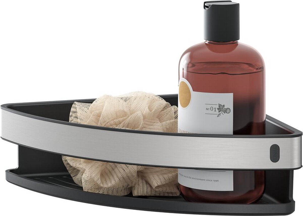 Tiger Cooper - support de douche - panier de douche d'angle 21 cm - acier inoxydable brossé noir