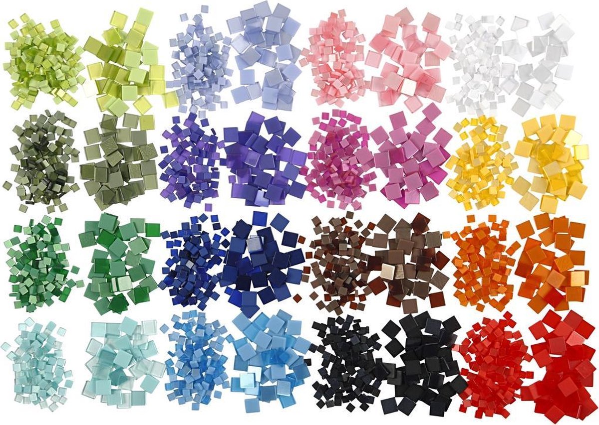 Mini mosaïque Creativ company, dimensions 5x5+10x10 mm, épaisseur 2 mm, 32x25 g 1 boîte
