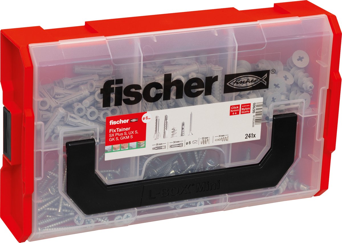 Fischer fixtainer - fiche sx plus, fiche universelle ux 6 et 8 s avec vis