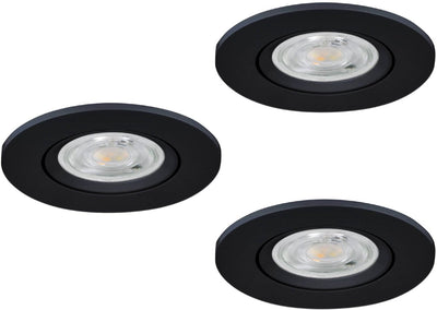 Spot encastrable Eglo barranco - salle de bain - gu10 - ø 8,4 cm - noir - lot de 3 pièces