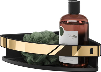 Tiger Cooper - support de douche - panier de douche d'angle 21 cm - sans perçage - perçage ou collage - or noir poli