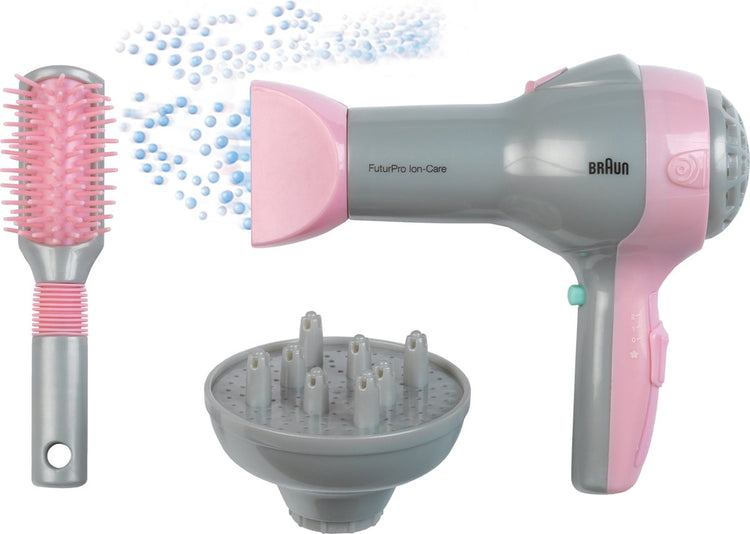 Sèche-cheveux Klein Toys Braun avec diffuseur et brosse - incl. ventilateur avec mécanisme d'air froid - gris rose