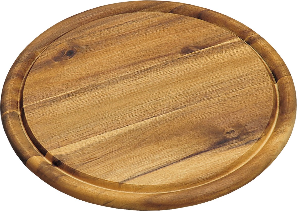Kesper planche à pain planche de service planche à découper - ronde - avec rainure à jus - diamètre 25 cm - bois d'acacia