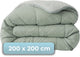 Faire taire. Living Hush Living - Couette lavable design bicolore vert sauge gris clair - 200x200 cm - 300 g/m² - avec taies d'oreiller assorties