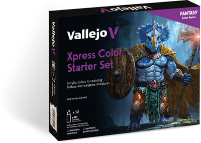 Vallejo Hobby Paint Peinture acrylique - 72209 xpress color - Kit de démarrage avec 1 miniature exclusive et 1 pinceau - Kit acrylique - 12x Set de peinture - 12x 18 ml