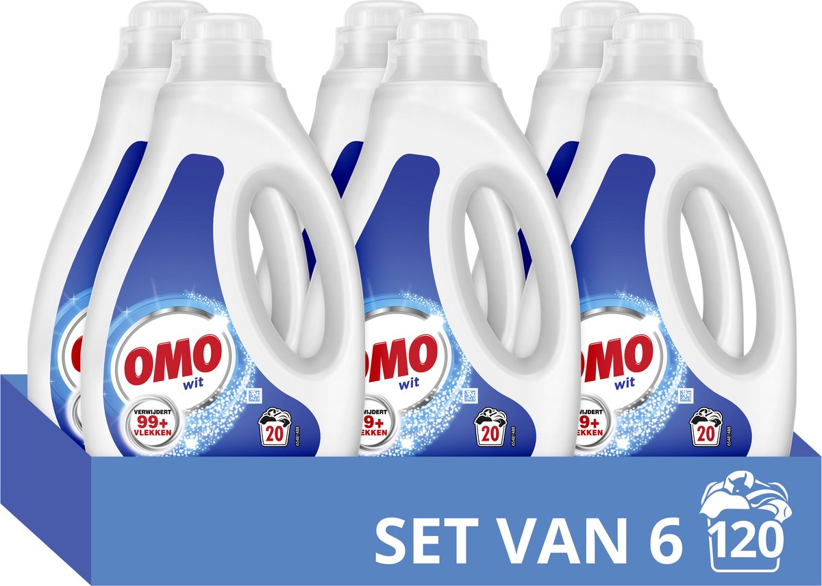 Lessive liquide blanche Omo - 6 x 20 lavages - pack économique