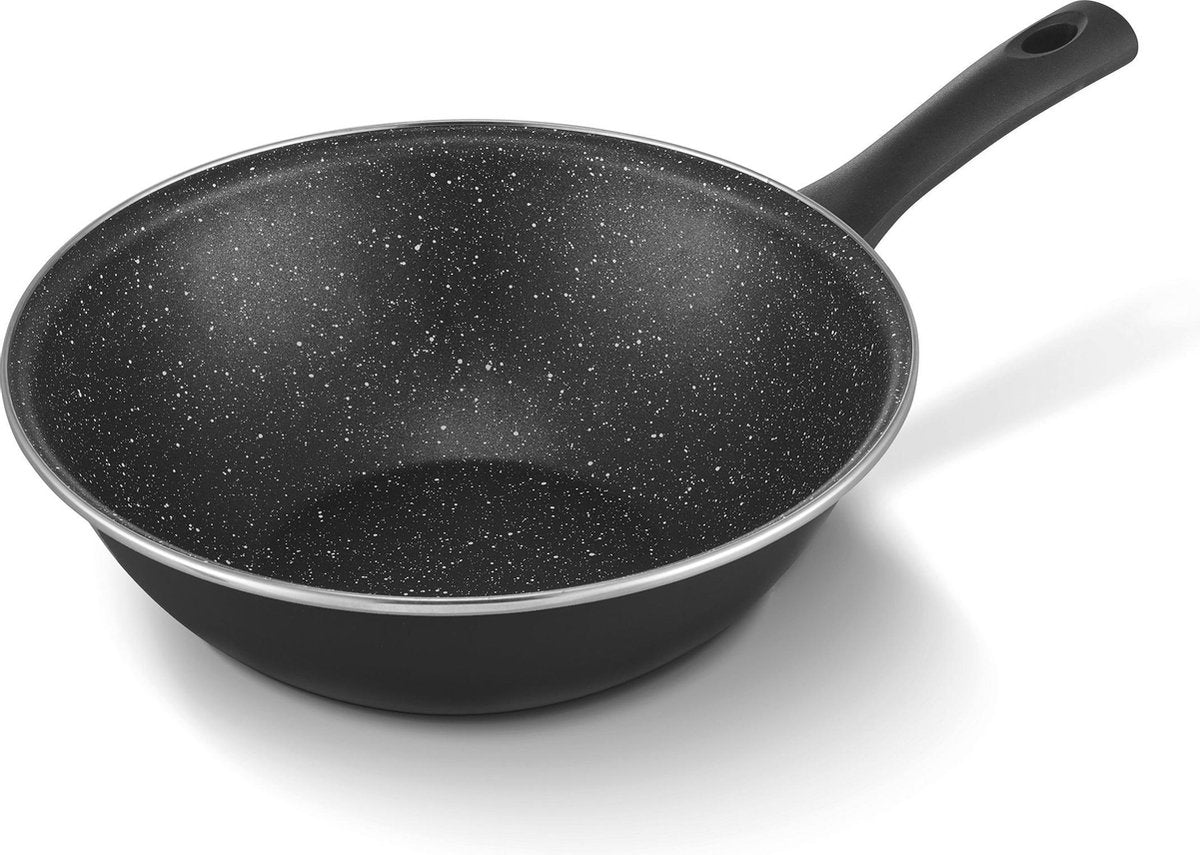Brabantia Living antiadhésif - poêle wok - ø 28 cm - aluminium - double revêtement antiadhésif - compatible induction - noir