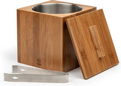 Leopold Vienne - seau à glace avec couvercle barolo + pince 1,8 litre - bambou et inox
