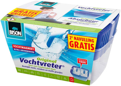 Bison Moisture Absorber® neutre 900 g + 2 aimants de recharge supplémentaires, incl. aimant à humidité, résultats en 24 heures, pas besoin d'électricité, pour tous les espaces de vie, camping-cars, caravanes, peut être utilisé en 1 minute