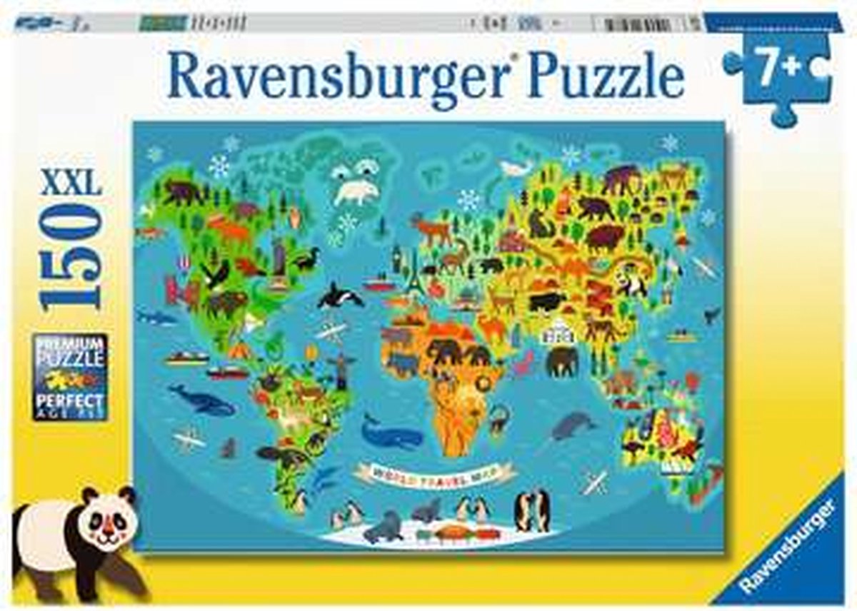 Ravensburger puzzle carte du monde animal - puzzle - 150 pièces