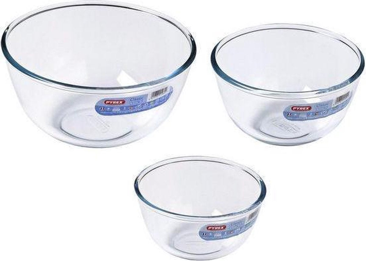 Pyrex classic prepware mengkom - verre borosilicaté - set de 3 pièces - 0,5 l 1 l 2 l