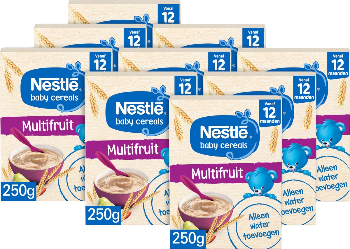 Nestlé céréales pour bébés multifruits - nourriture pour bébé bouillie pour bébé 12 mois+ - 9 boîtes x 250g